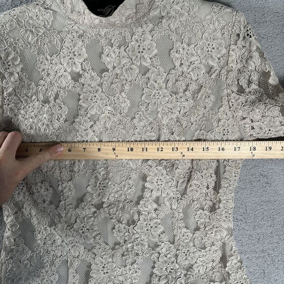 Vintage Ursula Of Switzerland Lace High Neck Blouse‎ Size 8P Beige Floral Blouse - Picture 6 of 13